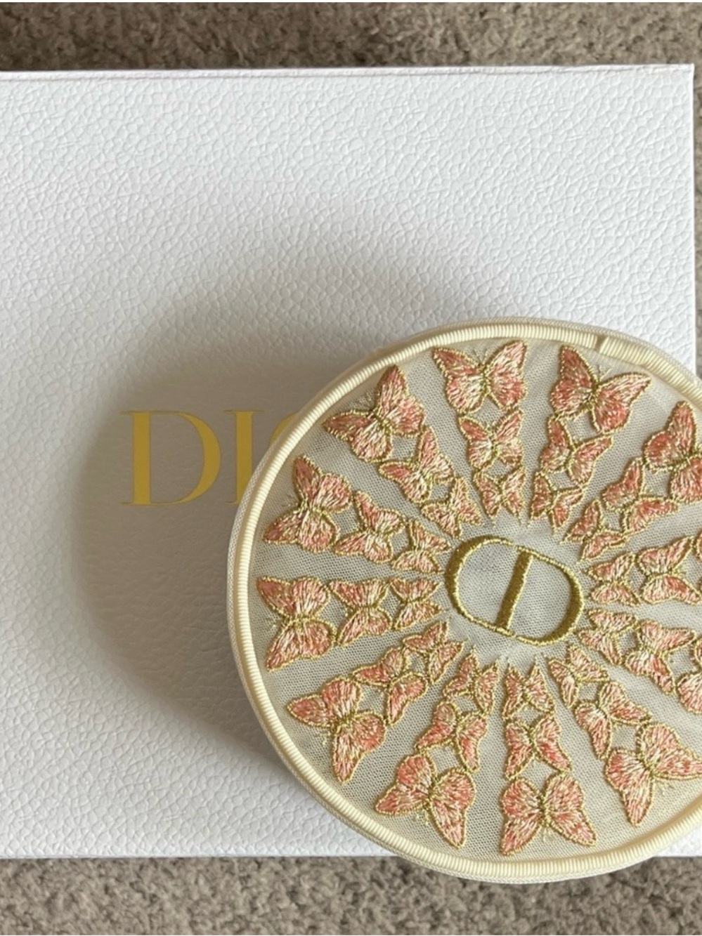 Dior Circular Embroidered Butterfly makeup pouch , GWP